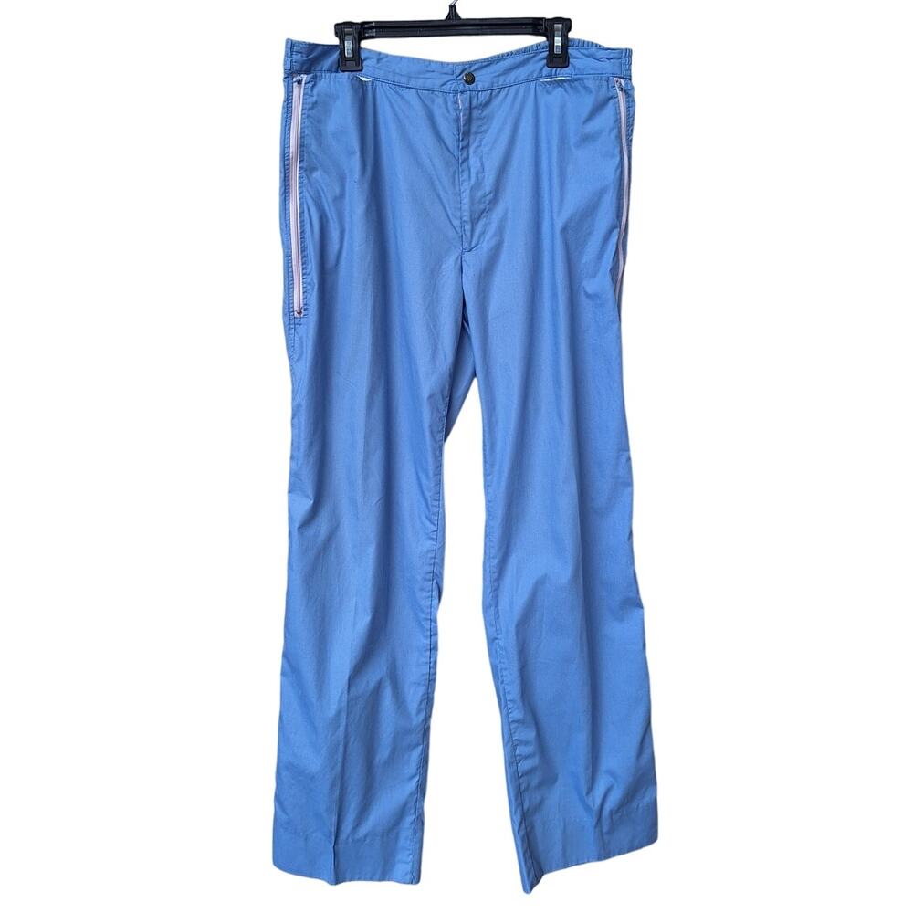 Andre de Leure Vintage 80s Men's Lightweight Cotton Blend Pants Blue L 35" x 32"